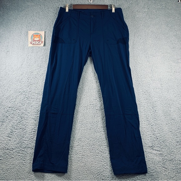 Columbia Pants - Columbia PFG Pants Women's 10 Performance Fishing Gear Zip Fly Roll-Up Leg Navy